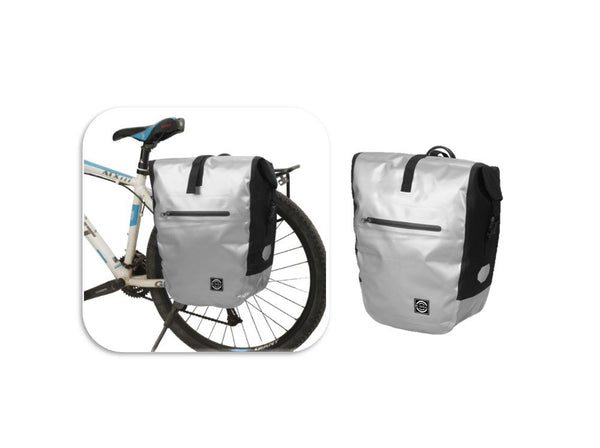 22L Silver Waterproof Bike Rear Bag Pannier Frame Bicycle Back Seat Storage