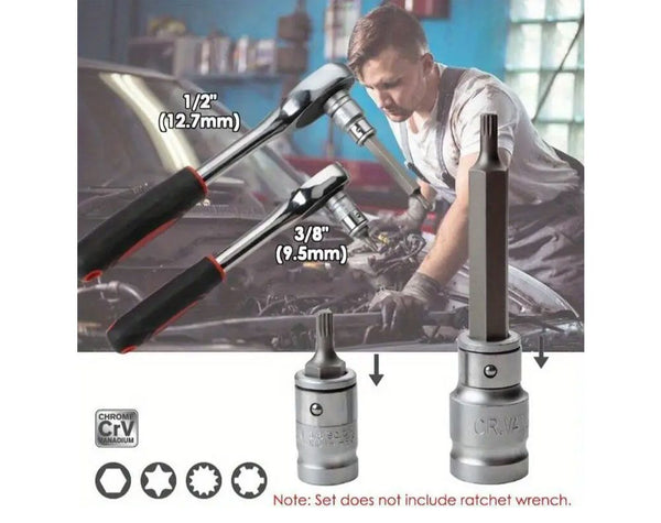 Allen Key Set Socket Bit 3/8"&1/2" Drive Long Deep Torx Star Spline Hex