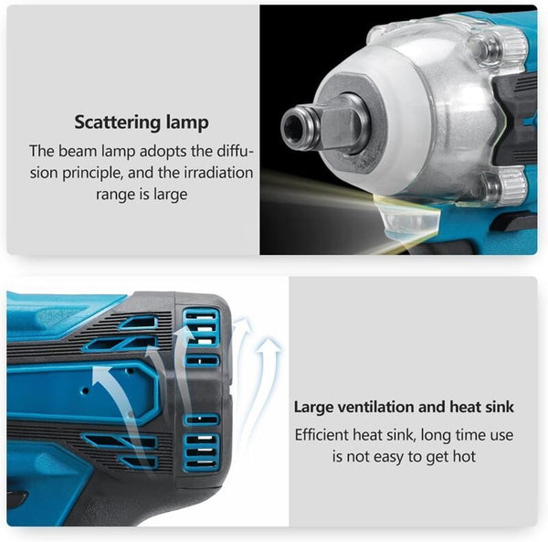 1/2" Cordless Impact Wrench Brushless Driver Torque
