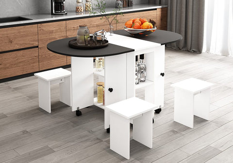 Folding Dining Table Set 4 Chairs 5 Piece
