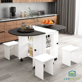 Folding Dining Table Set 4 Chairs 5 Piece