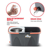 Spin Mop Dual Bucket Set Magic Floor Cleaner 4 Mop Heads