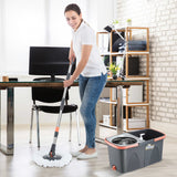 Spin Mop Dual Bucket Set Magic Floor Cleaner 4 Mop Heads