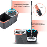 Spin Mop Dual Bucket Set Magic Floor Cleaner 4 Mop Heads