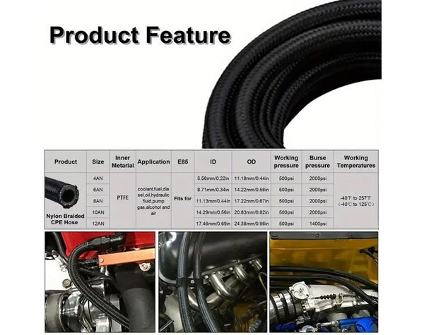 AN10 Oil Fuel Line Hose (1m)