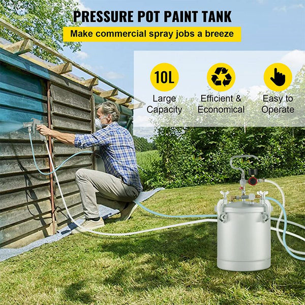 10 Lt Pressure Pot Set Spray Gun Tank Hose