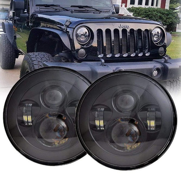 Pair 7'' Inch Round LED Headlights Projector Hi/Lo Beam