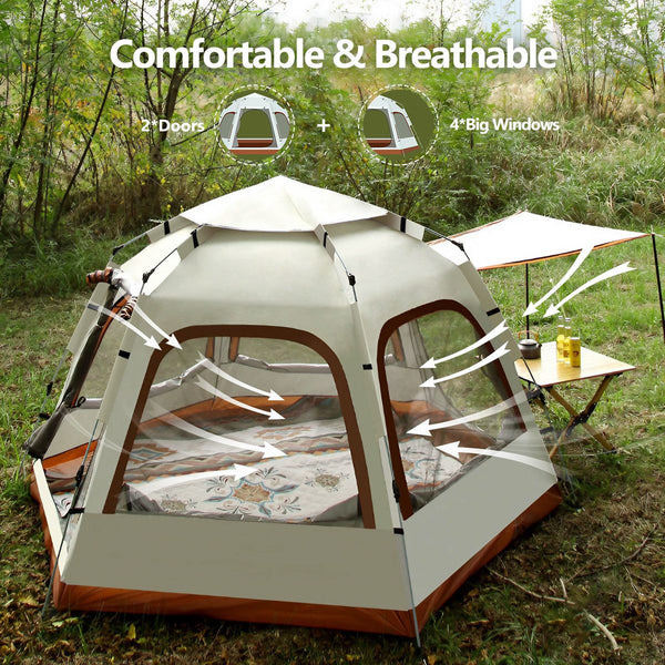 5 Man Camping Tent Instant Auto Pop Up Beach Shelter Sun Shade Picnic Hiking