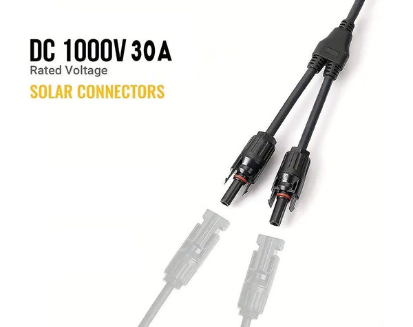 1 Pair Solar Panel Y Connectors Y-Splitter Solar Panel Male Female MC4
