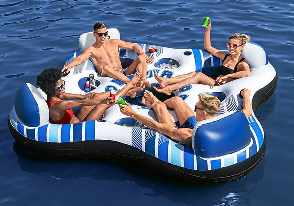 Bestway Inflatable Floating Island Watersport Floats 4 Person 2.57m x 2.57m