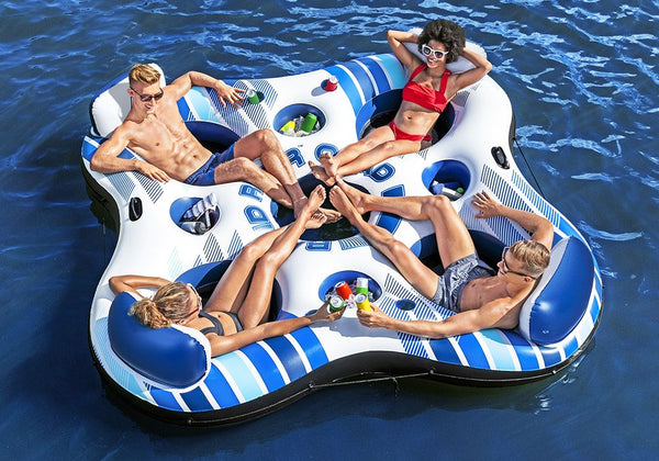 Bestway Inflatable Floating Island Watersport Floats 4 Person 2.57m x 2.57m