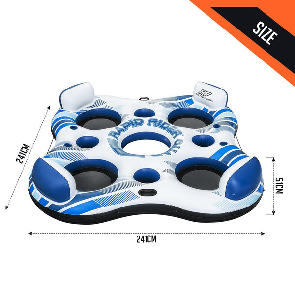 Bestway Inflatable Floating Island Watersport Floats 4 Person 2.57m x 2.57m