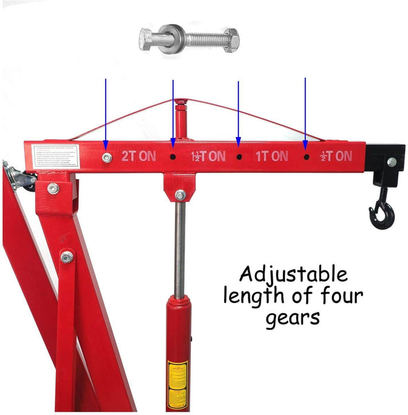 Heavy Duty 2000Kg Engine Hoist Folding Workshop Crane 2 Ton