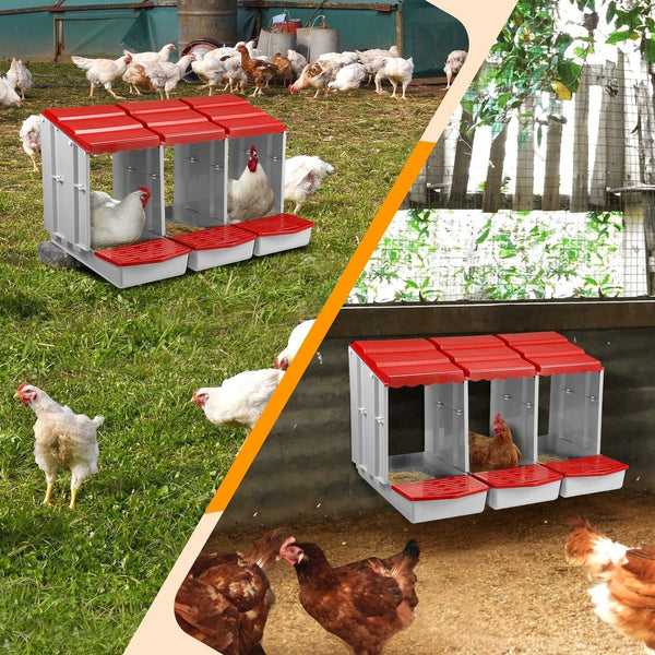 3 Hole Chicken Nesting Box Roll Away Chook Hen Laying Boxes Modular Nest House