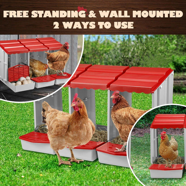 3 Hole Chicken Nesting Box Roll Away Chook Hen Laying Boxes Modular Nest House