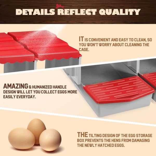 3 Hole Chicken Nesting Box Roll Away Chook Hen Laying Boxes Modular Nest House