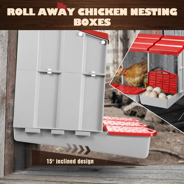 3 Hole Chicken Nesting Box Roll Away Chook Hen Laying Boxes Modular Nest House