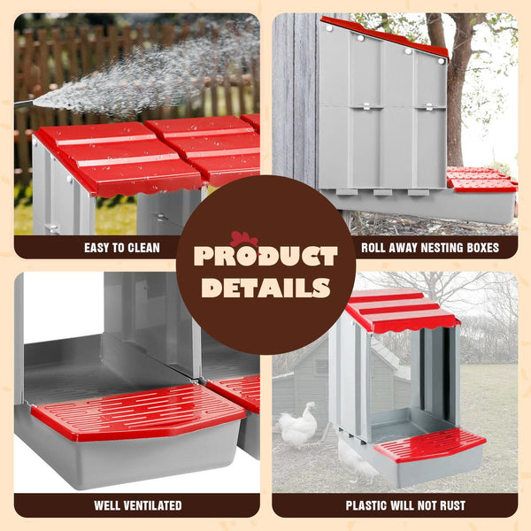 3 Hole Chicken Nesting Box Roll Away Chook Hen Laying Boxes Modular Nest House