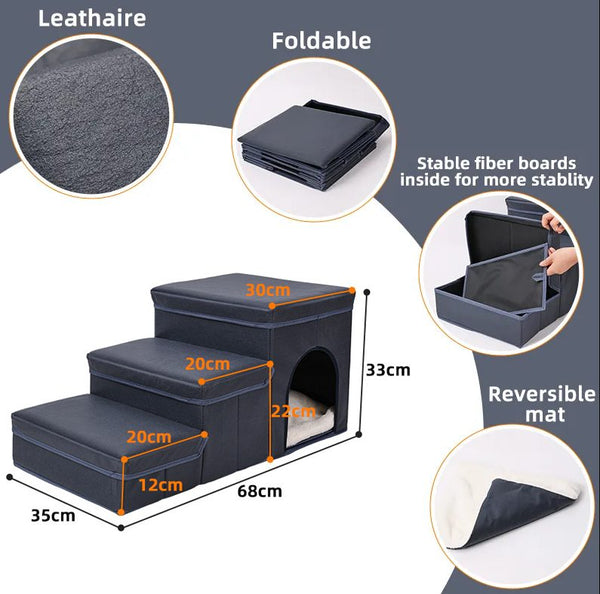 Dog Stairs Foldable Storage Box 3 Steps