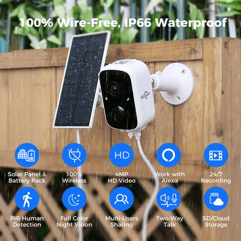 Solar Security Cameras Wireless Camera Outdoor 4MP
