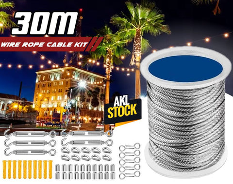 30M Stainless Steel Wire Rope Cable Kit