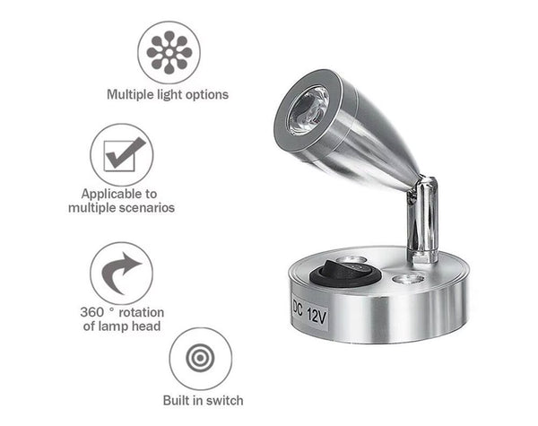 LED Reading Light with adjustable swivel and switch 12V