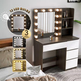 Dressing Table Makeup Desk Dresser with 12 LED Lighted Mirror