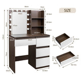 Dressing Table Makeup Desk Dresser with 12 LED Lighted Mirror