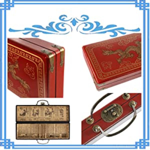 Mahjong Set with 2PCS Dice & Wooden Carrying Case Box
