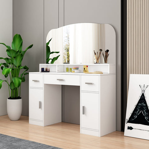 Dressing Table Vanity Mirror Dresser Makeup Desk With 3 Drawers Storage Bedroom