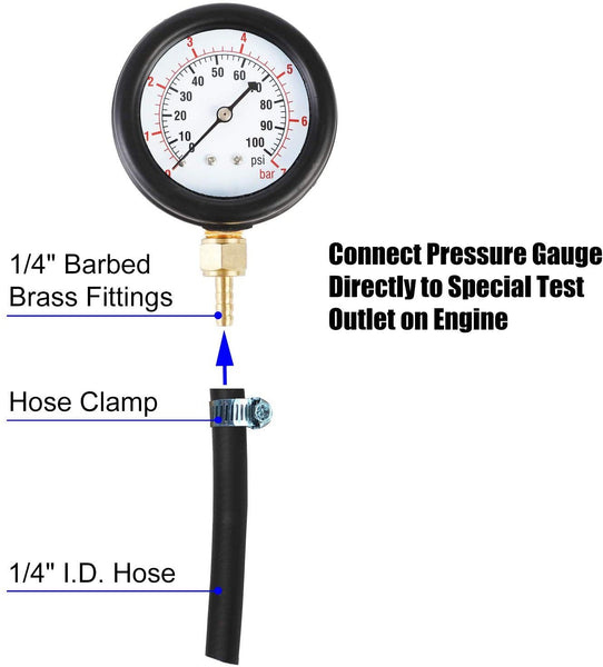 Universal Fuel Injection Gauge Pressure Tester Test Kit Car System Pump Tool Set