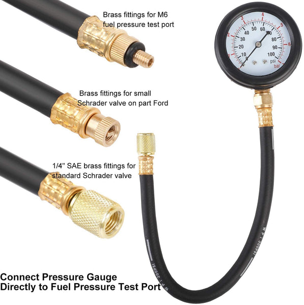 Universal Fuel Injection Gauge Pressure Tester Test Kit Car System Pump Tool Set