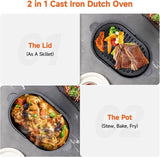 Cast Iron Dutch Oven Pot with Skillet Lid Pan