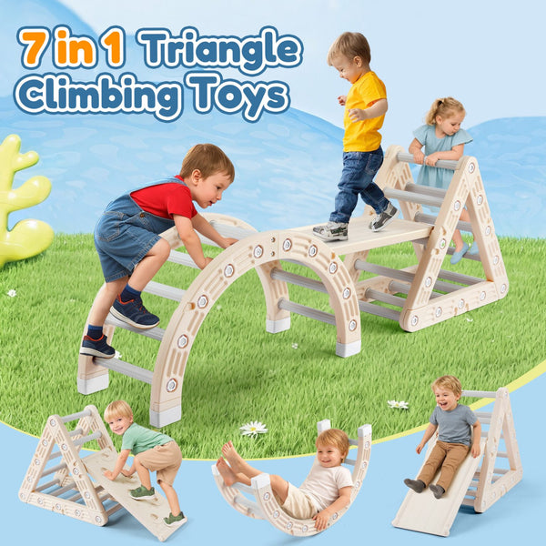 Kids Triangle Climber Arch Rocker 7in1 Montessori Playground Jungle Gym Play Set