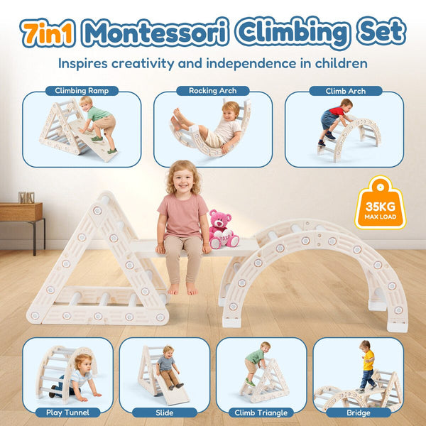 Kids Triangle Climber Arch Rocker 7in1 Montessori Playground Jungle Gym Play Set