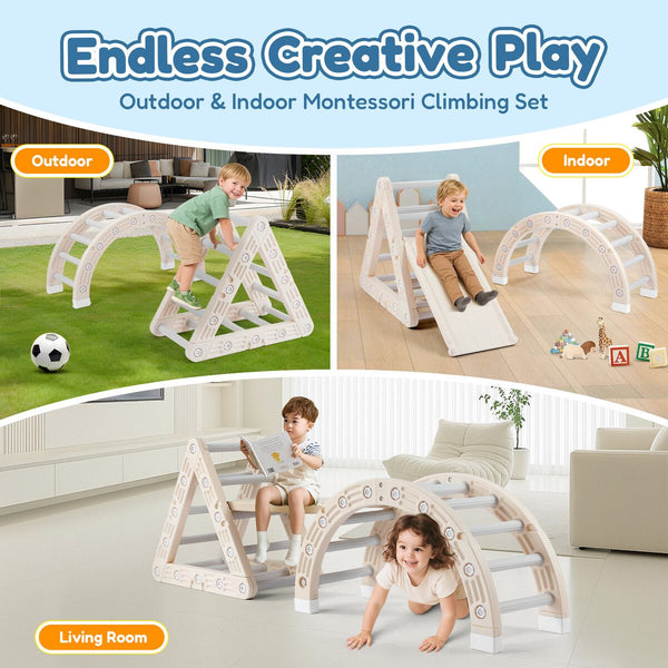 Kids Triangle Climber Arch Rocker 7in1 Montessori Playground Jungle Gym Play Set