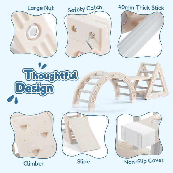 Kids Triangle Climber Arch Rocker 7in1 Montessori Playground Jungle Gym Play Set