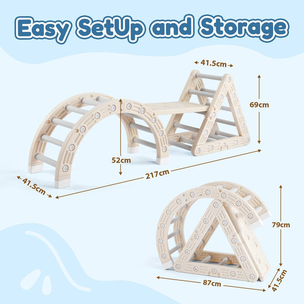 Kids Triangle Climber Arch Rocker 7in1 Montessori Playground Jungle Gym Play Set