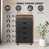 5 Drawer File Cabinet Mobile Filing Document Organiser Chest Cupboard Brown