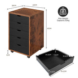 5 Drawer File Cabinet Mobile Filing Document Organiser Chest Cupboard Brown