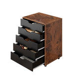 5 Drawer File Cabinet Mobile Filing Document Organiser Chest Cupboard Brown
