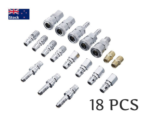 18-Piece Air Hose Fittings - Nitto Type, Male & Female
