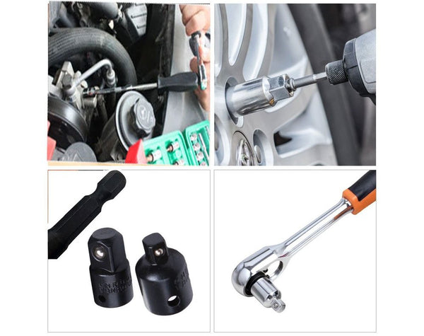 12Pc Drill Socket Adapter Set Impact Nut Driver Hex Extension Bit 1/4" 3/8" 1/2"