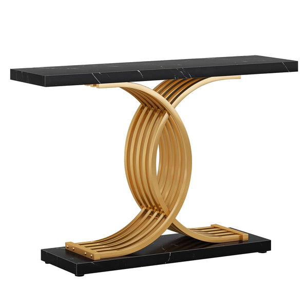 Console Coffee Table Hallway Side Sofa Narrow TV Unit Storage Rack Marble Black