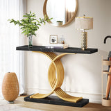 Console Coffee Table Hallway Side Sofa Narrow TV Unit Storage Rack Marble Black