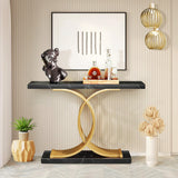 Console Coffee Table Hallway Side Sofa Narrow TV Unit Storage Rack Marble Black