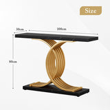 Console Coffee Table Hallway Side Sofa Narrow TV Unit Storage Rack Marble Black