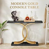 Console Coffee Table Hallway Side Sofa Narrow TV Unit Storage Rack Marble Black