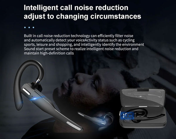 Bluetooth Headset Dual Mic Noise Cancelling Earpiece Hands