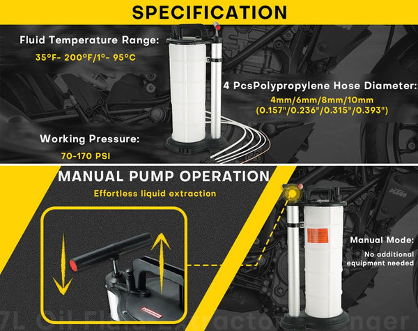 9L Manual Waste Oil Fluid Extractor Pump